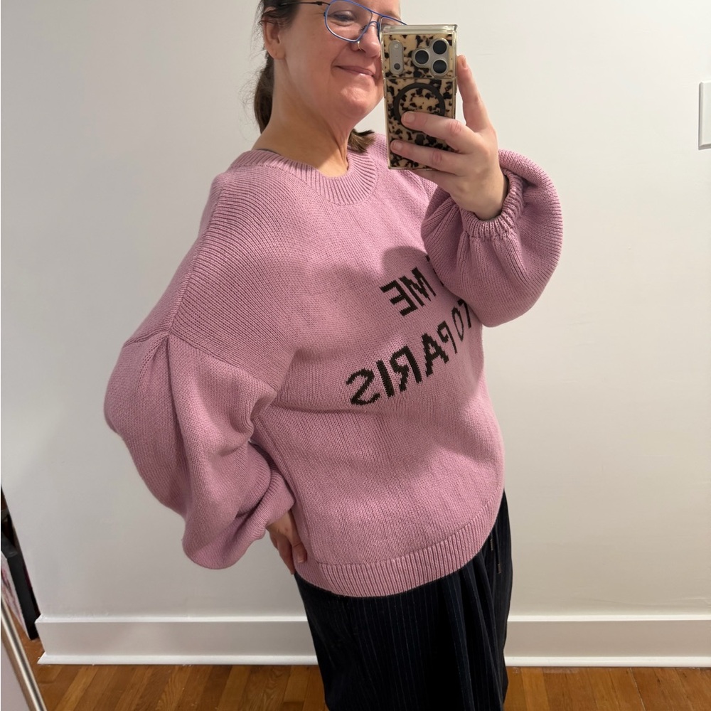 Anthropologie Maeve Graphic City Sweater ‘Take Me to Paris’ crewneck sweater XL - Picture 2 of 6
